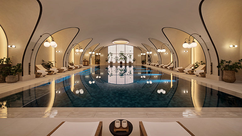 Elegant indoor pool with modern design